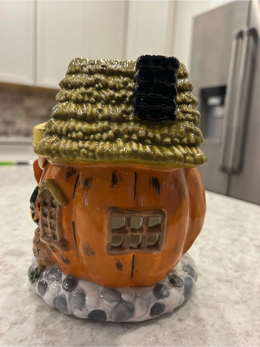 “New” Blue Sky Clayworks Spicy Pumpkin Tavern Halloween House-Tealight holder